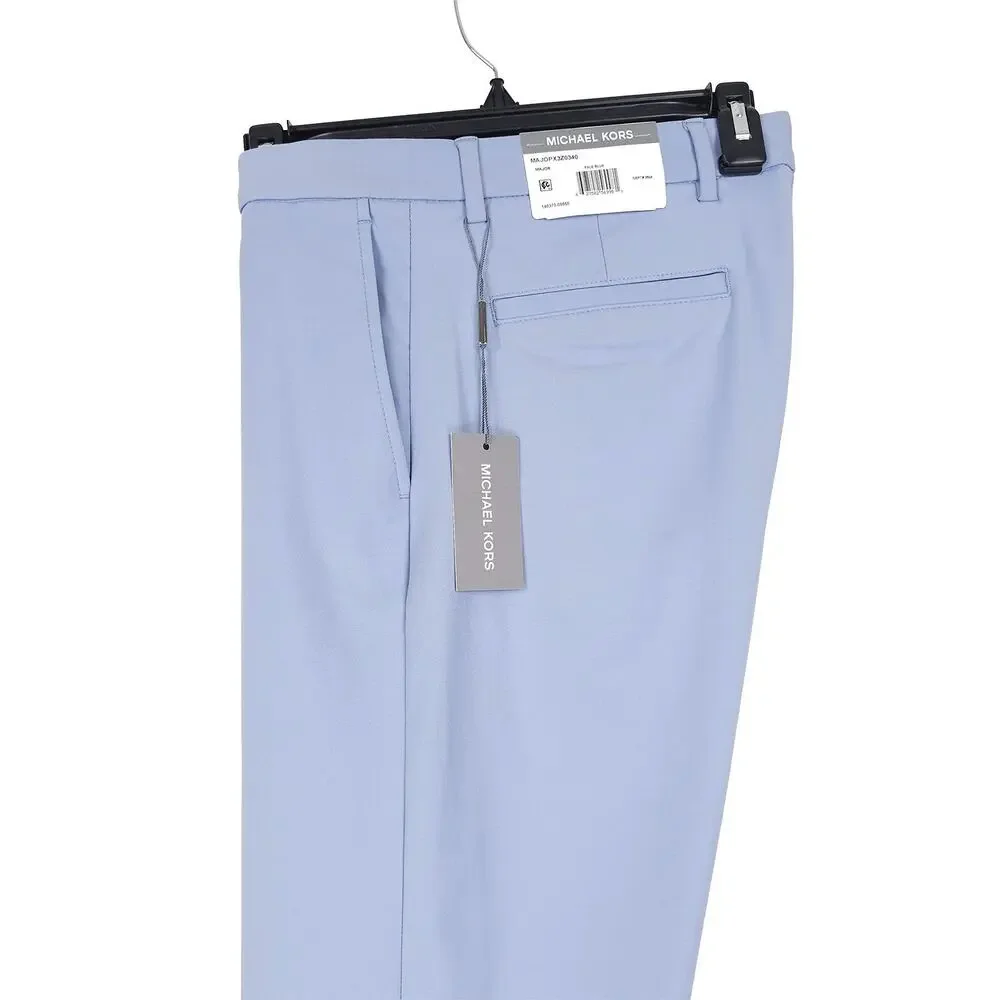 Michael Kors Mens Classic Fit Dress Pant 38x32 Pale Blue Stretch Cotton *Defect*